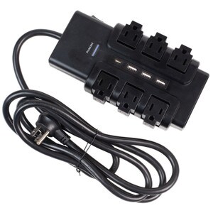 Main product image for 6-Outlets Extender Rotating Power Strip Surge Protector 6 ft Cord and 3 USB-A/1 USB-C PD Ports-Black125-602